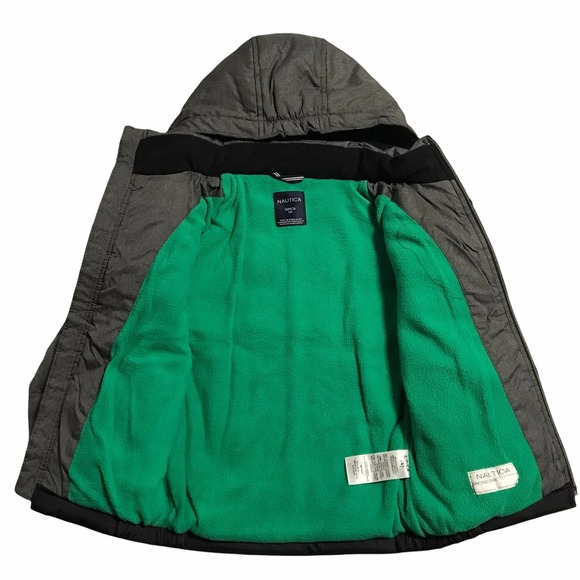 Nautica Little Boy's Full Zip Hooded Jacket Size 4 Black-Gray Water Resistant - Picture 4 of 8
